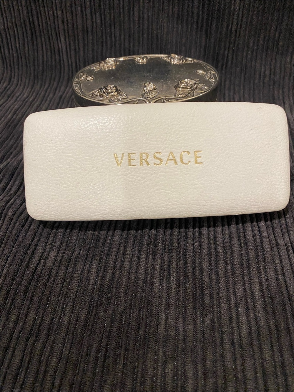 Versace Women’s Prescription Eyewear with Case with Gold Logo.